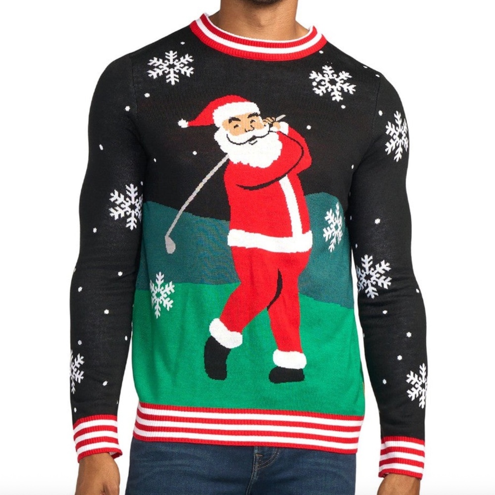 Tipsy Elves Golfing Santa Ugly Christmas Sweater